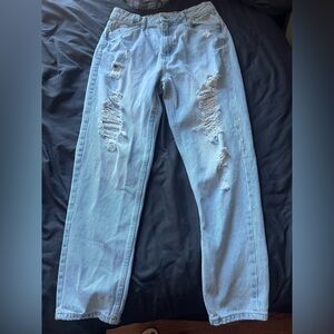 Refuge Light Blue Distressed Straight Leg Jeans